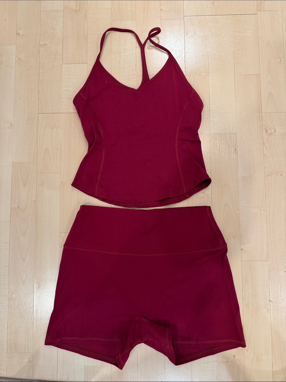 Garage Deep Red Strappy Tankini Top & Swim Shorts